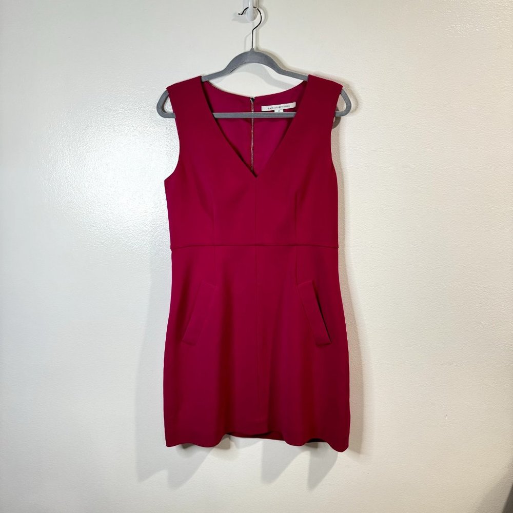 Diane Von Furstenberg Pencil A-Line Dress Size 12 Fuschia Pink V-neck Sleeveless